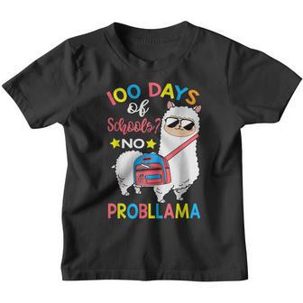 100 Days Of School No Probllama Llama 100Th Day Of School Youth T-shirt - Thegiftio UK
