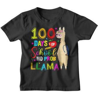 100 Days Of School No Probllama Llama 100Th Day V5 Youth T-shirt - Thegiftio UK