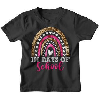 100 Days Of School Rainbow Leopard Gift Teacher Kids Youth T-shirt - Thegiftio UK
