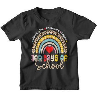 100 Days Of School Teacher 100 Days Smarter Rainbow Leopard V2 Youth T-shirt - Seseable