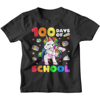 100 Days Of School Teacher Girls Flossing Unicorn 100Th Day Youth T-shirt - Thegiftio UK