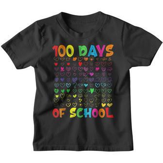100 Days Of School Teacher Kids Student Boy Girl 100 Hearts Youth T-shirt - Thegiftio UK