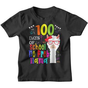 100 Days Of School Teacher No Probllama Llama Cute 100Th Day Youth T-shirt - Thegiftio UK
