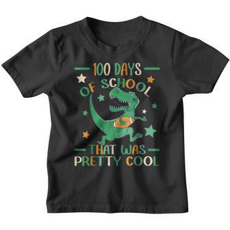 100 Days Of School That Was Pretty Cool Dino Trex Football Youth T-shirt - Thegiftio UK