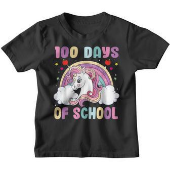 100 Days Of School Unicorn Girls Teacher 100Th Day Of School V3 Youth T-shirt - Thegiftio UK