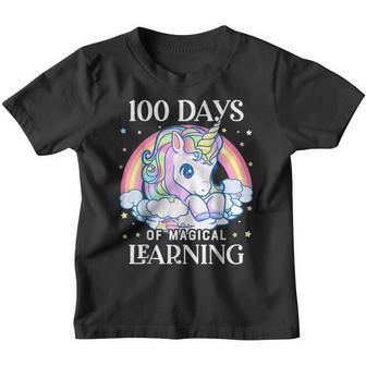 100 Days Of School Unicorn Girls Teacher 100Th Day Of School V4 Youth T-shirt - Thegiftio UK