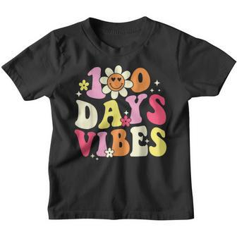 100 Days Of School Vibes 100Th Day Of School Retro Groovy V3 Youth T-shirt - Seseable