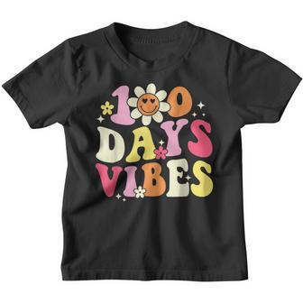 100 Days Of School Vibes 100Th Day Of School Retro Groovy V5 Youth T-shirt - Seseable