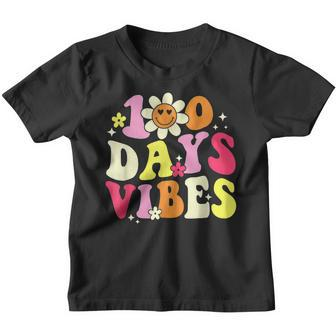100 Days Of School Vibes 100Th Day Of School Retro Groovy V6 Youth T-shirt - Seseable