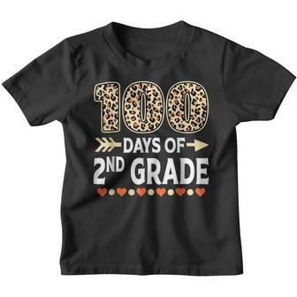 100 Days Of Second Grade Teacher 100Th Day Of School Leopard Youth T-shirt - Seseable
