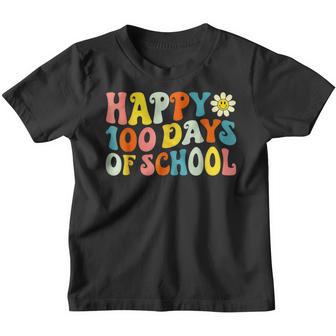 100 Days Retro Groovy Happy 100Th Day Of School Teacher Kids V2 Youth T-shirt - Thegiftio UK