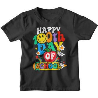 100 Days Retro Groovy Happy 100Th Day Of School Teacher Kids V3 Youth T-shirt - Thegiftio UK