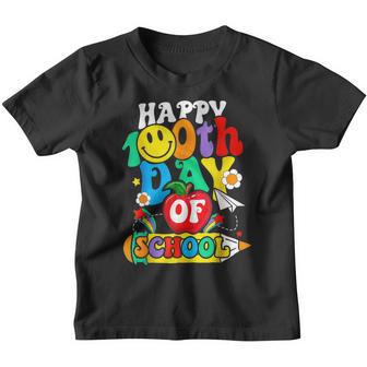 100 Days Retro Groovy Happy 100Th Day Of School Teacher Kids V4 Youth T-shirt - Thegiftio UK