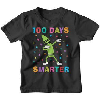 100 Days Smarter 100Th Day Of School Dabbing Crayon Youth T-shirt | Mazezy
