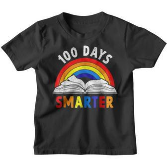 100 Days Smarter Book Rainbow 100 Day Of School Boy Girl Kid Youth T-shirt - Seseable