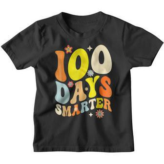 100 Days Smarter Happy 100 Days Of School Pupil Teacher Youth T-shirt - Seseable
