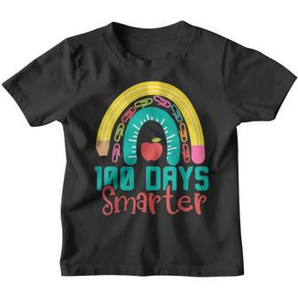 100 Days Smarter Happy 100 Days Of School Rainbow Girls Boys V2 Youth T-shirt - Seseable