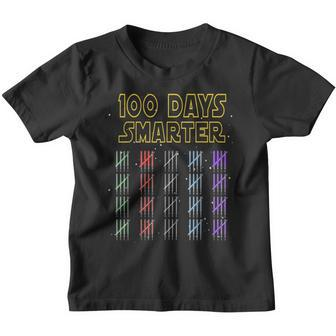 100 Days Smarter Happy 100Th Day Of School Light Sword Kids Youth T-shirt - Thegiftio UK