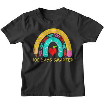 100 Days Smarter Happy 100Th Day Of School Rainbow Leopard V10 Youth T-shirt - Thegiftio UK