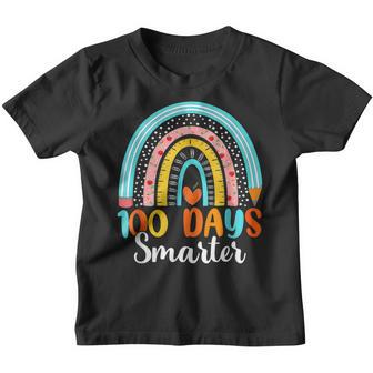 100 Days Smarter Happy 100Th Day Of School Rainbow Leopard V16 Youth T-shirt - Thegiftio UK