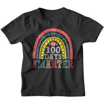 100 Days Smarter Happy 100Th Day Of School Rainbow Leopard V29 Youth T-shirt - Thegiftio UK