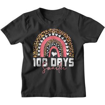 100 Days Smarter Happy 100Th Day Of School Rainbow Leopard V30 Youth T-shirt - Thegiftio UK