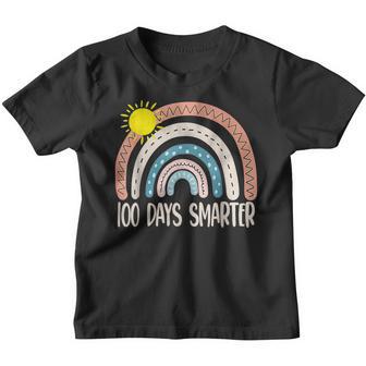 100 Days Smarter Happy 100Th Day Of School Rainbow Leopard V37 Youth T-shirt - Thegiftio UK