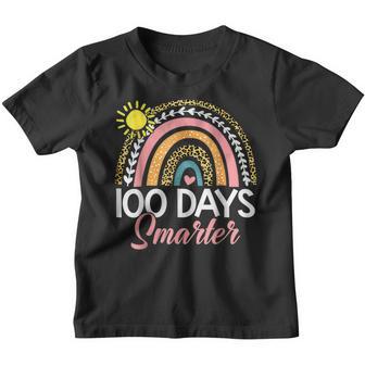 100 Days Smarter Rainbow Leopard Happy 100Th Day Of School V3 Youth T-shirt - Thegiftio UK