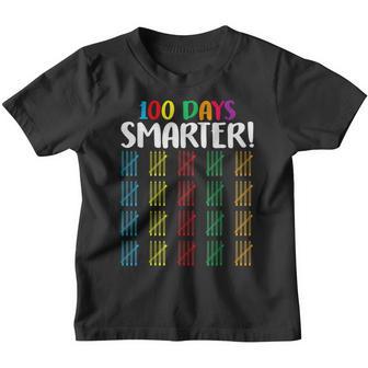 100 Days Smarter T Counting Hash Marks Days Of School Youth T-shirt - Thegiftio UK