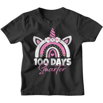 100 Days Smarter Teacher 100Th Day Of School Unicorn Rainbow Youth T-shirt - Thegiftio UK