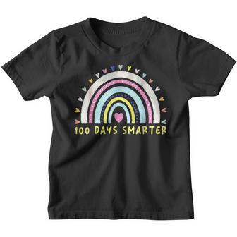 100 Days Smarter Teacher Rainbow Groovy 100Th Day Of School Youth T-shirt - Thegiftio UK