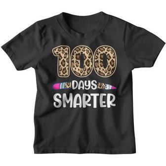 100 Days Smarter Teacher Student 100Th Day Of School Leopard Youth T-shirt - Thegiftio UK