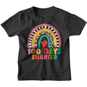 100 Days Smarter Teachers Kids 100Th Day Of School Rainbow Youth T-shirt - Seseable