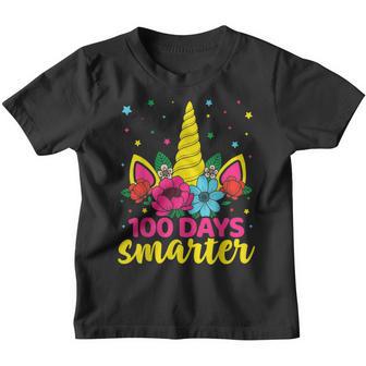 100 Days Smarter Unicorn Girls 100Th Day Of School Kids V2 Youth T-shirt - Thegiftio UK