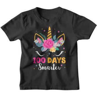 100 Days Smarter Unicorn Girls 100Th Day Of School Kids V3 Youth T-shirt - Thegiftio UK