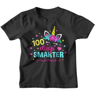 100 Days Smarter Unicorn Girls 100Th Day Of School Kids Youth T-shirt - Thegiftio UK