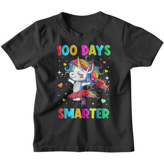 100 Days Smarter Unicorn Girls Happy 100Th Day Of School Kid Youth T-shirt - Thegiftio UK