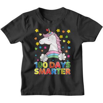 100 Days Smarter Unicorn Girls Teacher 100Th Day Of School Youth T-shirt - Thegiftio UK