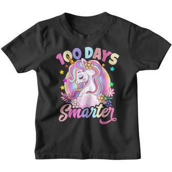 100 Days Smarter Unicorn Teacher Girls 100Th Day Of School Youth T-shirt - Thegiftio UK