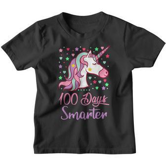 100 Days Smarter Women Girls Unicorn 100Th Day Of School Youth T-shirt - Thegiftio UK