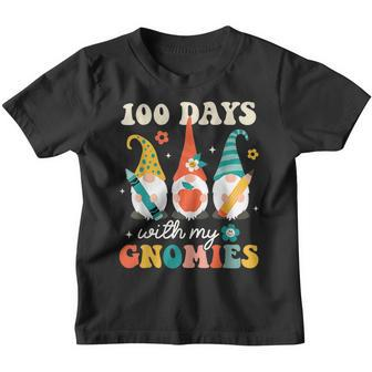 100 Days With My Gnomies 100 Days Of School Groovy Retro V2 Youth T-shirt - Thegiftio