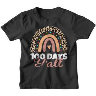 100 Days Yall Funny 100Th Day Of School Rainbow Leopard Youth T-shirt - Thegiftio UK