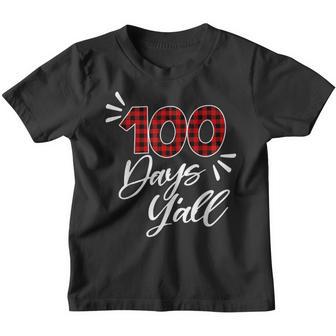 100 Days Yall Funny 100Th Day Of School Red Plaid Ballon Youth T-shirt - Thegiftio UK