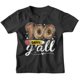100 Days Yall Leopard 100Th Day Of School Gift Teachers Youth T-shirt - Thegiftio UK