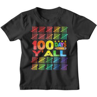 100 Days Yall Student Teacher Happy 100Th Day Of School Youth T-shirt - Thegiftio UK