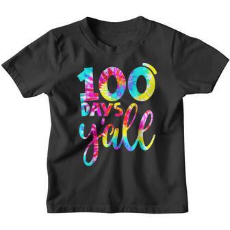 100 Days Yall Teacher Kids 100Th Day Of School Tie Dye Youth T-shirt - Thegiftio UK