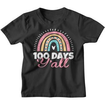 100 Days Yall Teacher Student 100Th Day Of School Rainbow Youth T-shirt - Thegiftio UK