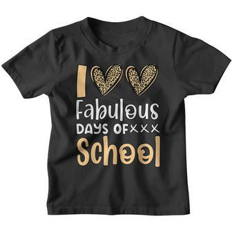100 Fabulous Days Of School Teachers Cute Heart Leopard Skin Youth T-shirt - Thegiftio UK