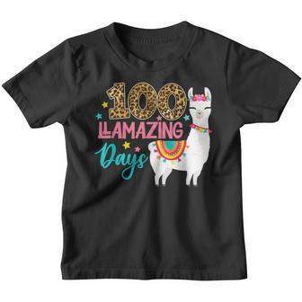 100 Llamazing Days Llama 100Th Day Of School Teacher Kids Youth T-shirt - Thegiftio UK