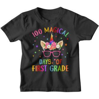 100 Magical Days Of First Grade School Unicorn Girl Youth T-shirt - Seseable